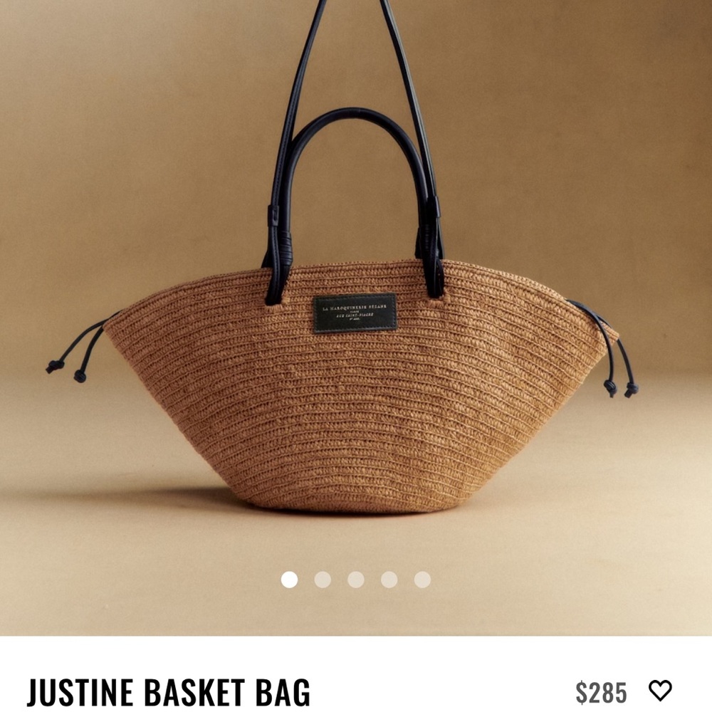 Sezane Justine Basket bag with navy - Picture 8 of 14